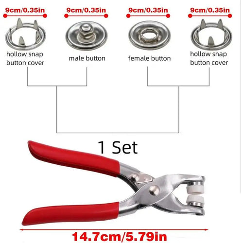 100 pc Colorful Metal Snap Button Fastener Kit