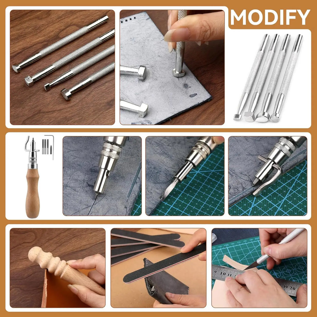60-Piece Leather Craft Kit with Storage Bag