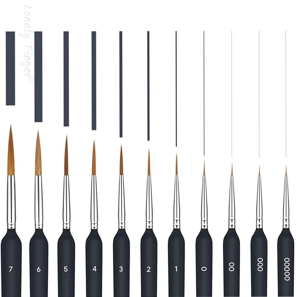 11Pcs Black Detail Paint Brush Set
