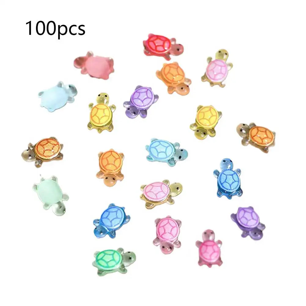 100Pcs Mini Resin Night Glow Turtle Figurines