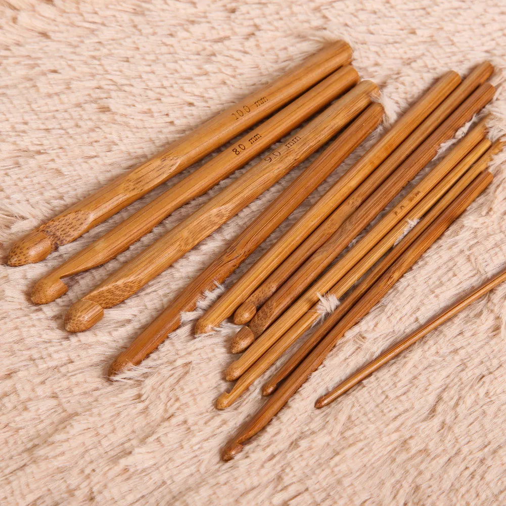 12 Size Bamboo Crochet Hooks