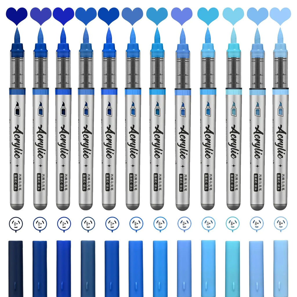 12 pcs Brush Tip Acrylic Paint Pen Set