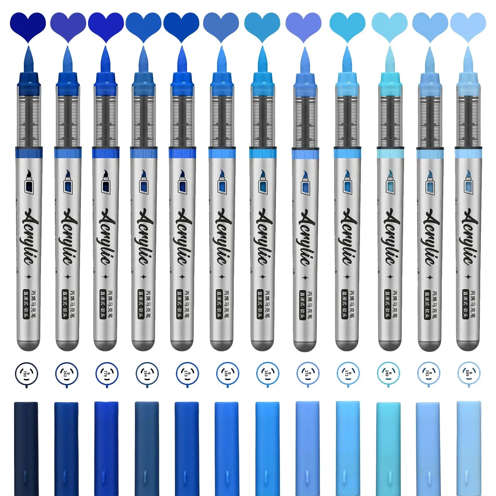12 pcs Brush Tip Acrylic Paint Pen Set