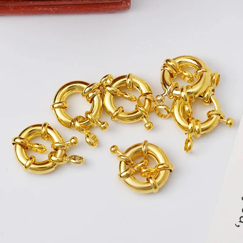 18K Real Gold Color Round Spring Clasps Hooks