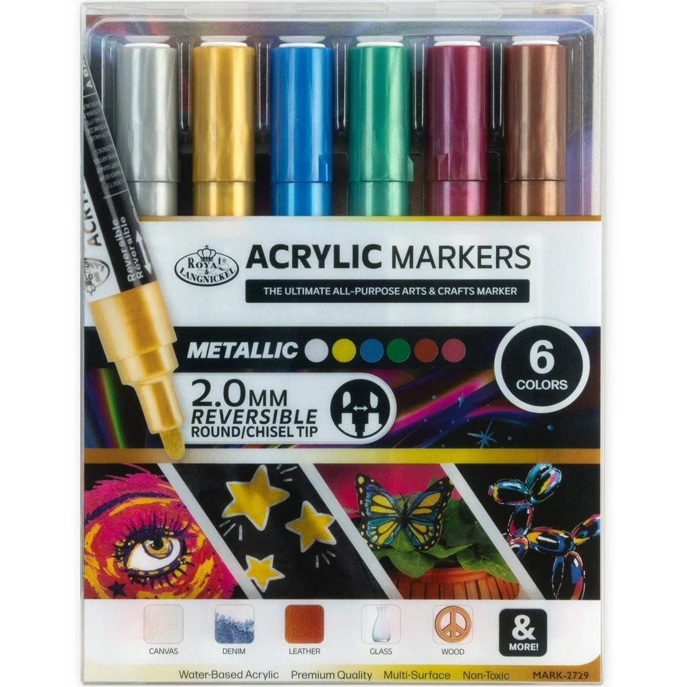 6 Piece Acrylic Metallic Art Markers