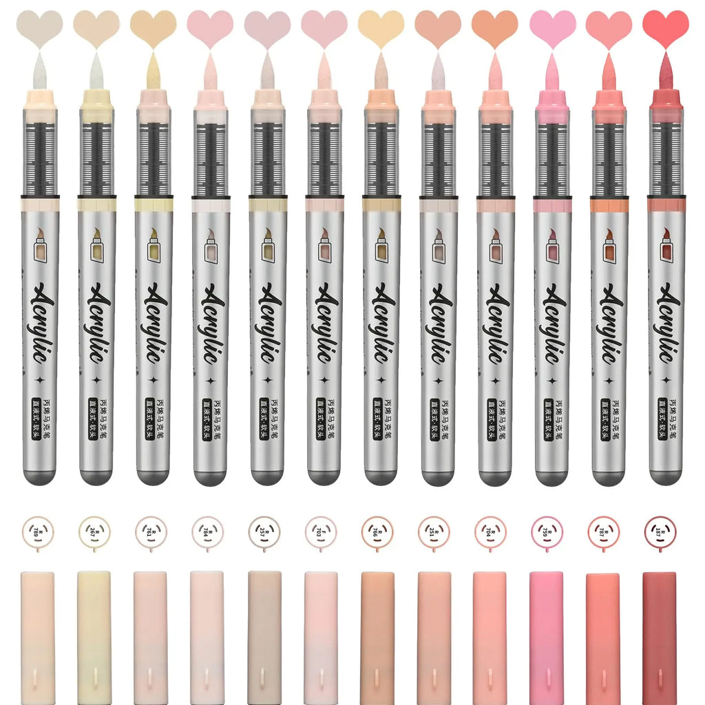 12 pcs Brush Tip Acrylic Paint Pen Set