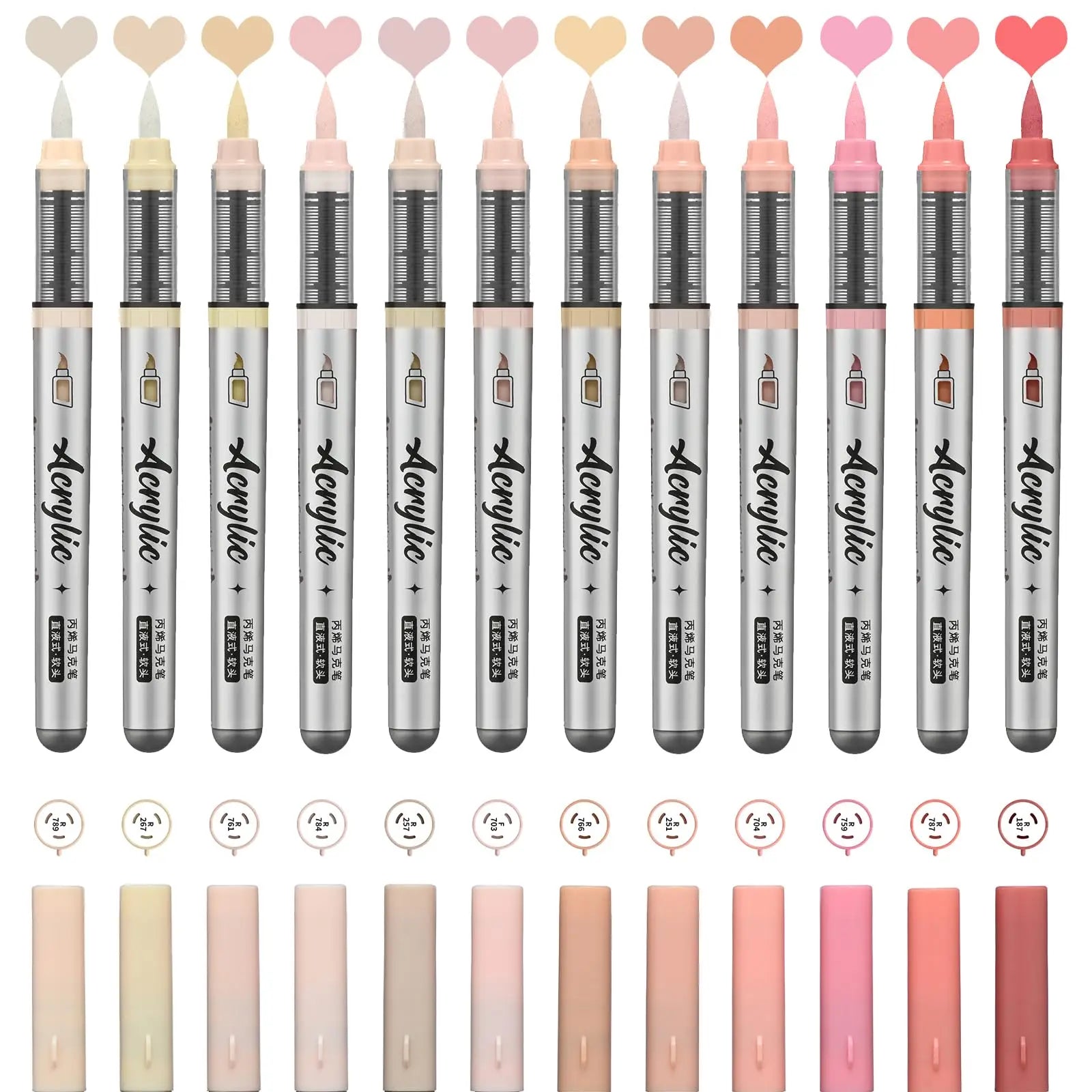 12 pcs Brush Tip Acrylic Paint Pen Set