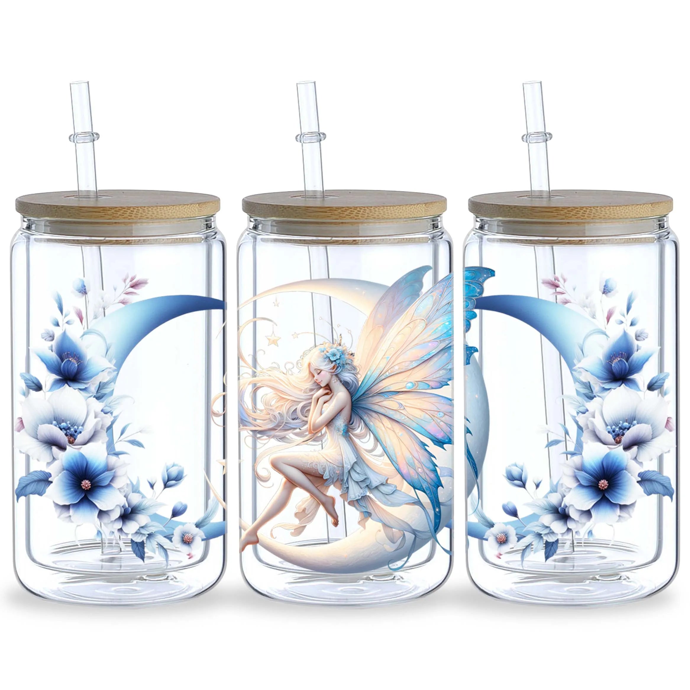 Moon Fairy DTF Glass Cup Stickers