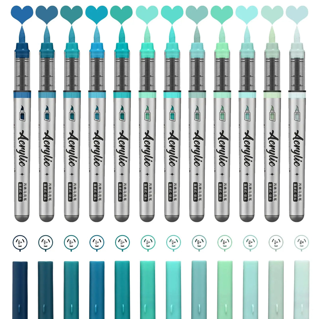 12 pcs Brush Tip Acrylic Paint Pen Set