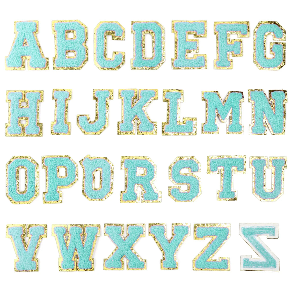 26Pcs English Letter Gold Edged Chenille Patches