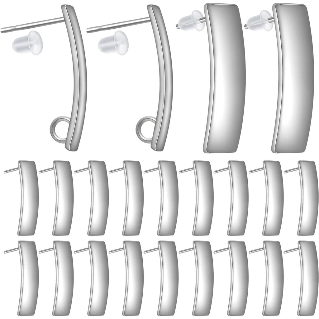 30pcs Flat Blank Earring Posts with Loop