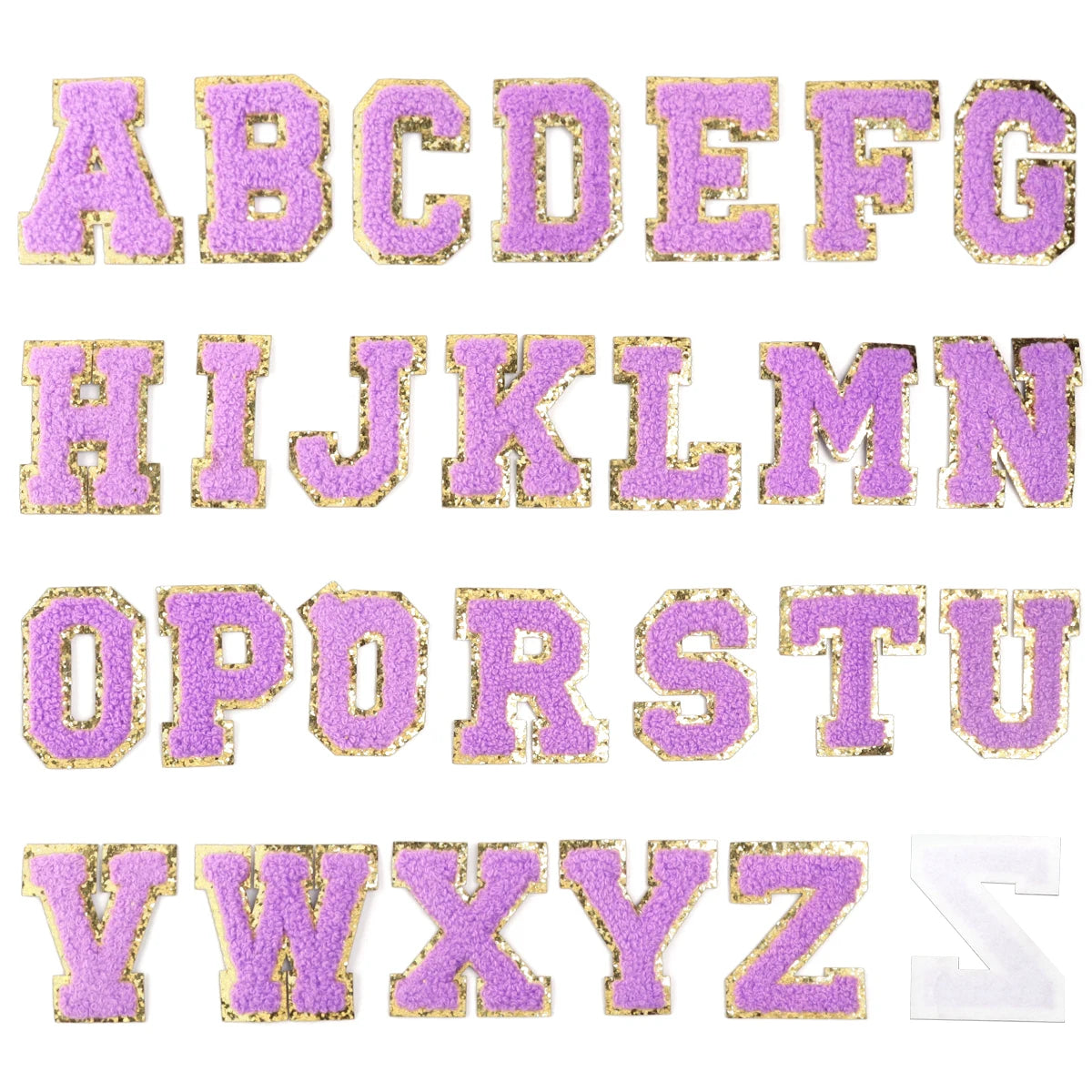 26Pcs English Letter Gold Edged Chenille Patches