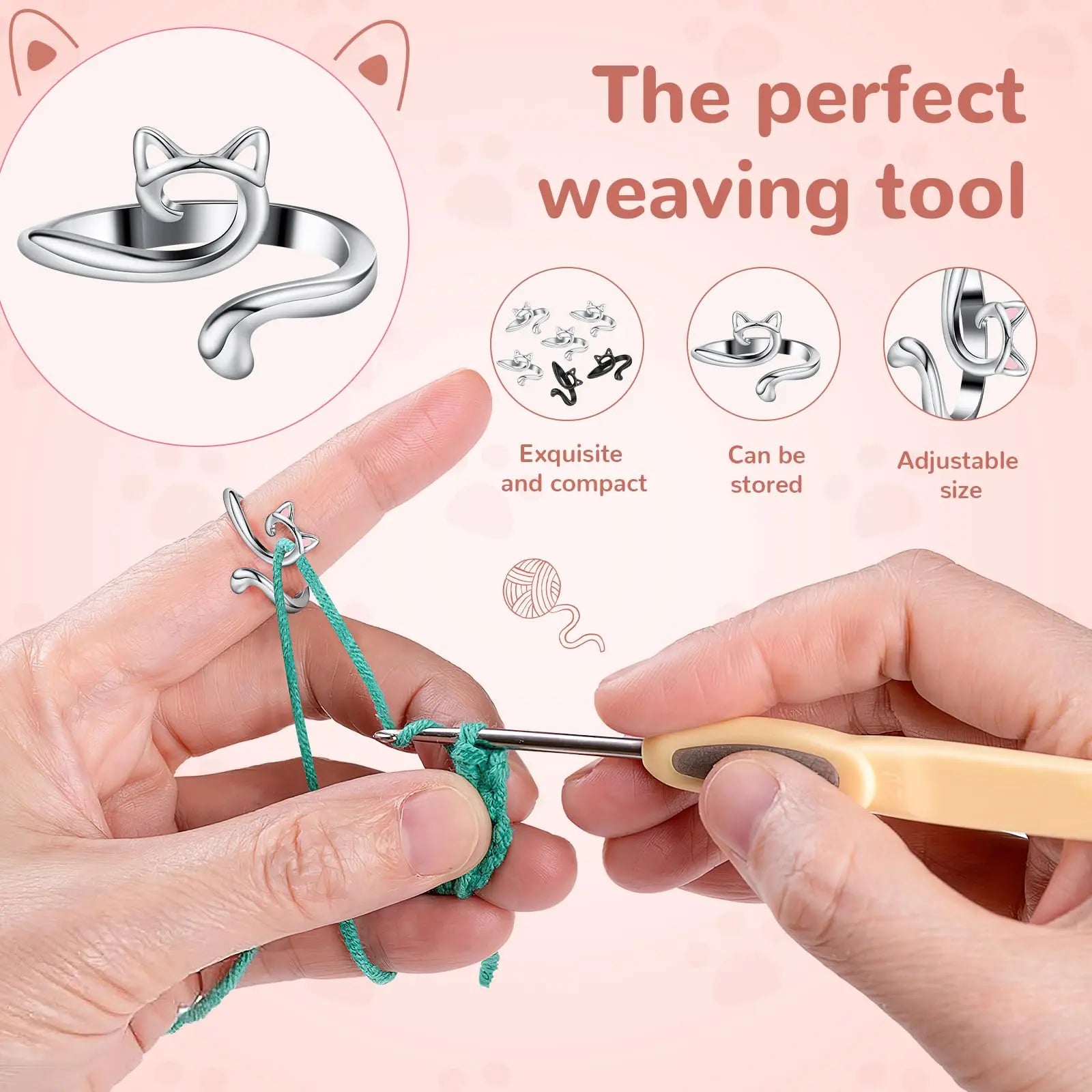 2pcs Adjustable Knitting Crochet Loop Ring