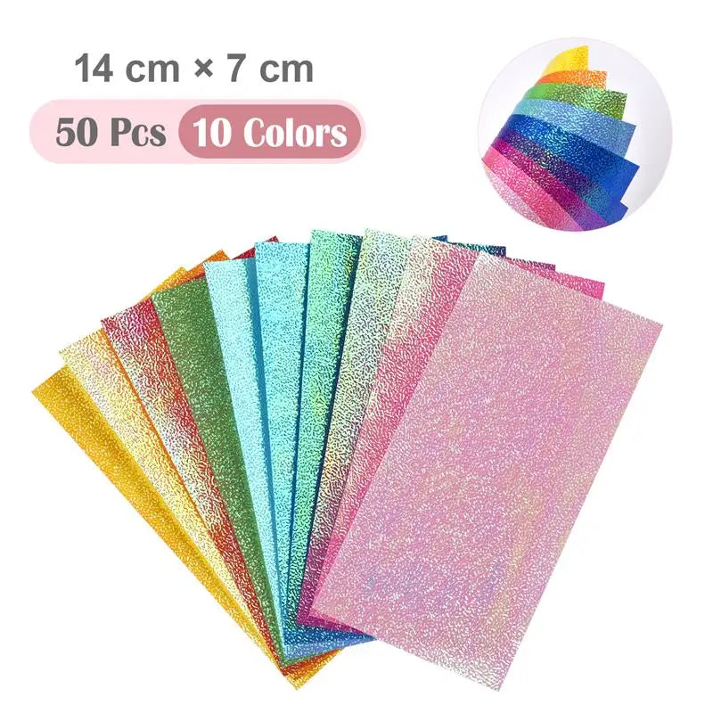 50 pcs - 10 color Square Origami Single-Sided Pearl Paper