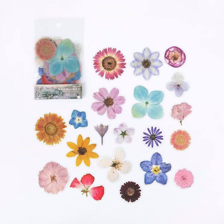 40pcs Transparent Flower Stickers