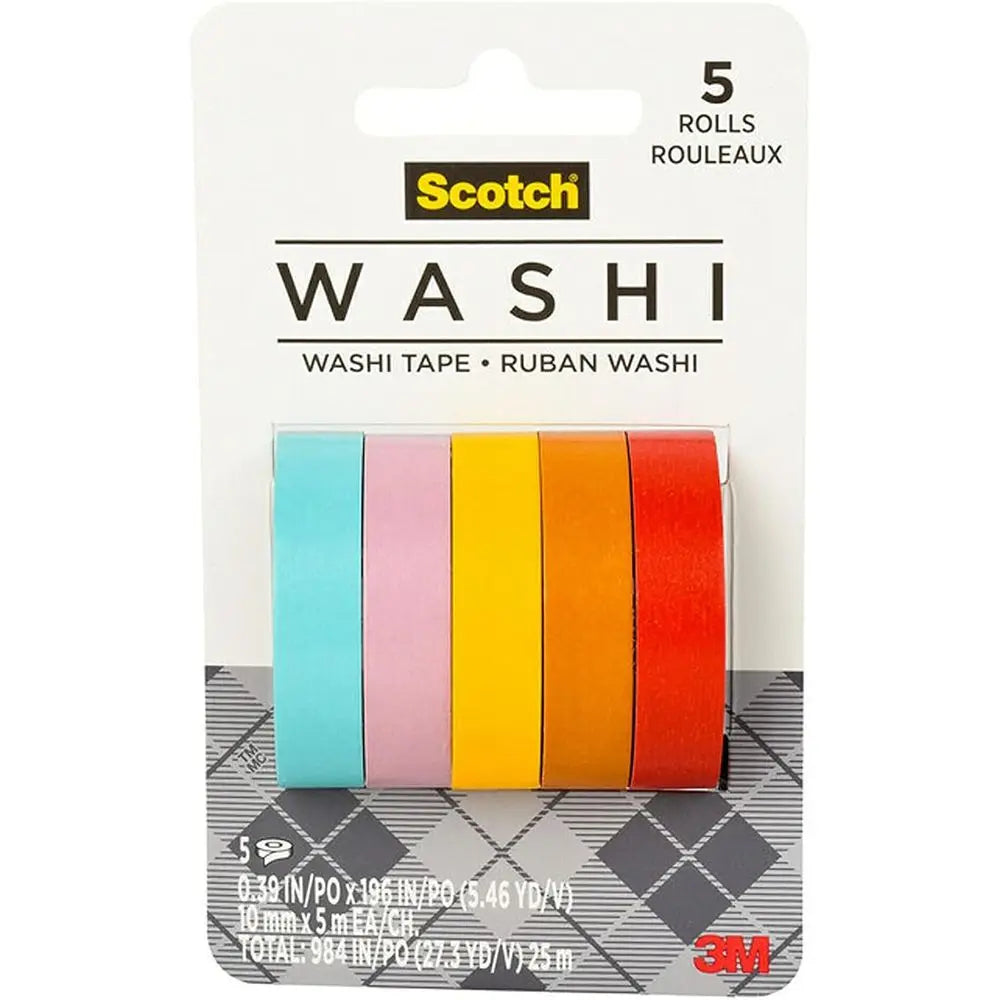 5 Rolls Colored Washi Tape