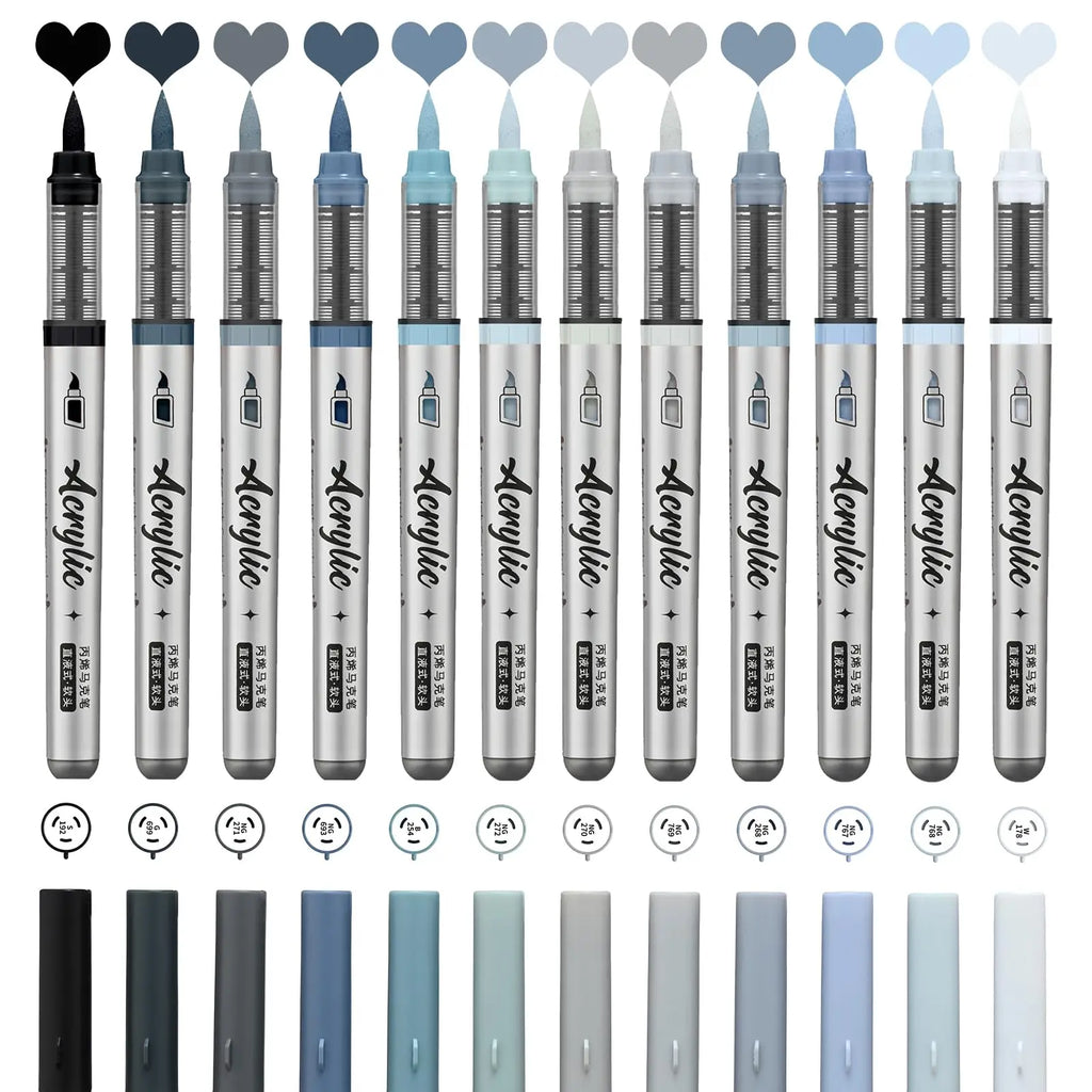 12 pcs Brush Tip Acrylic Paint Pen Set