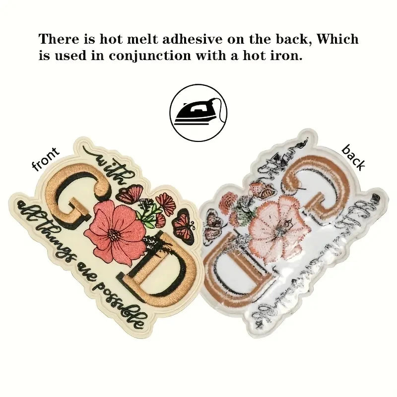 3PCS With God All Things Are Possible Embroidered Patch