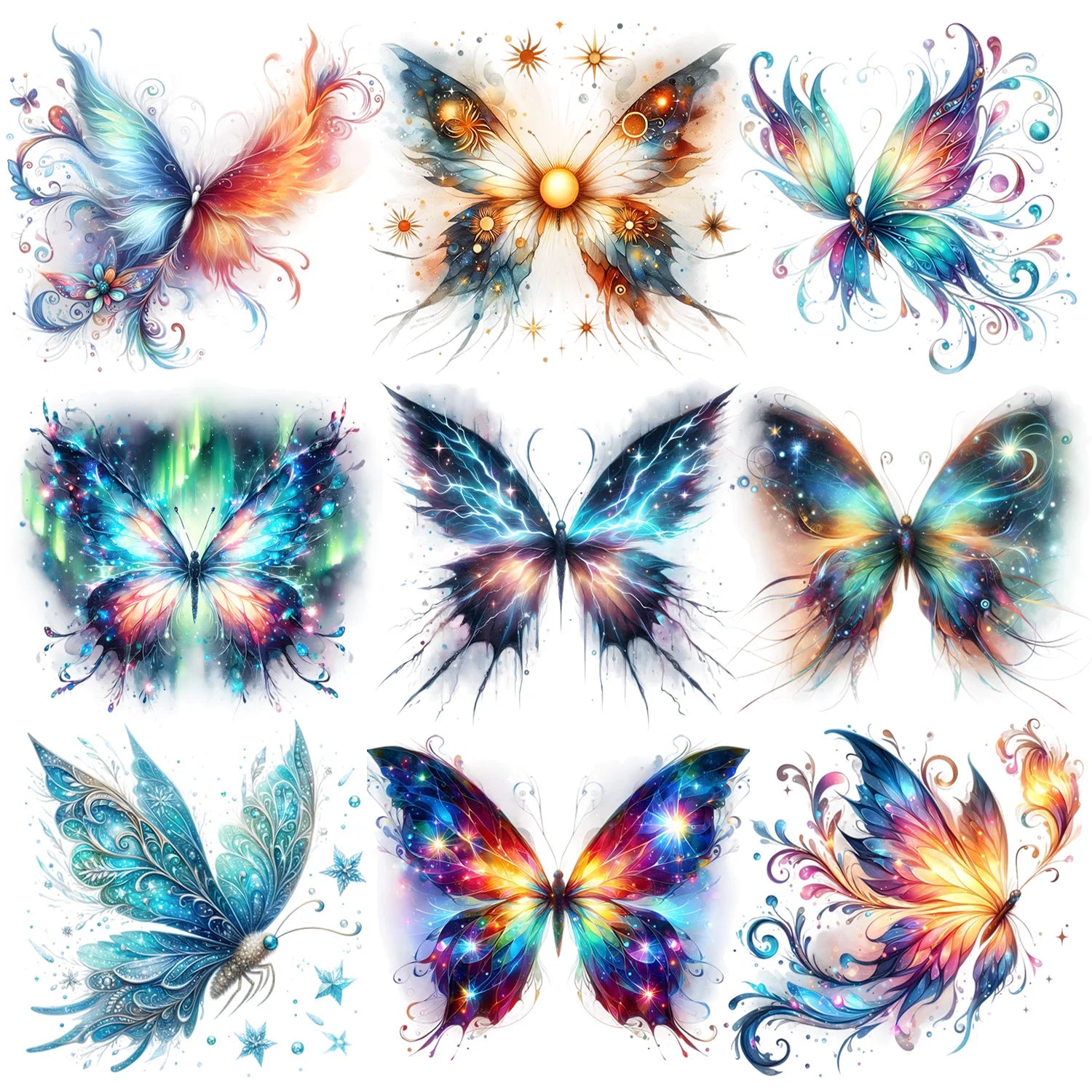 Colorful Butterfly Themed Iron-On Decals