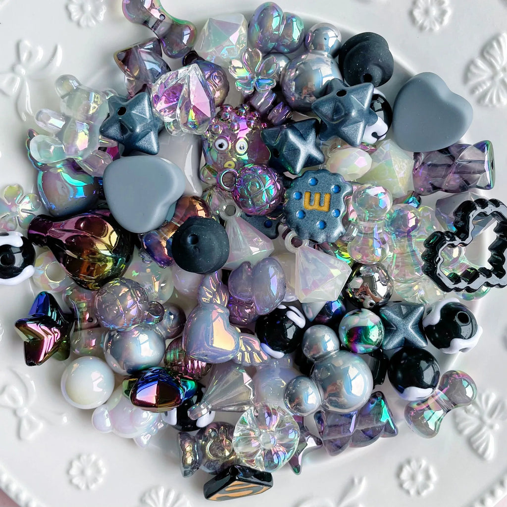 20g Y2K Randomly Mixed Bowknot Flower Heart Acrylic Cute Beads for DIY Necklace Keychain Bracelet Jewelry Craft Making Accessory