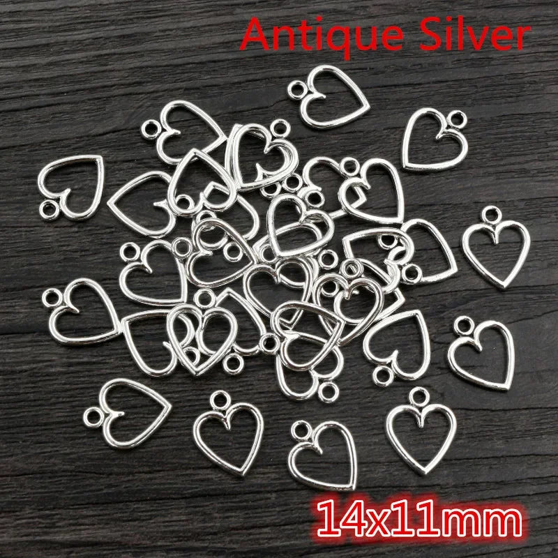 100PCS Hollow Hearts Charms Pendant