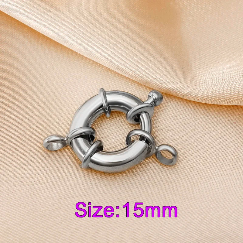 18K Real Gold Color Round Spring Clasps Hooks
