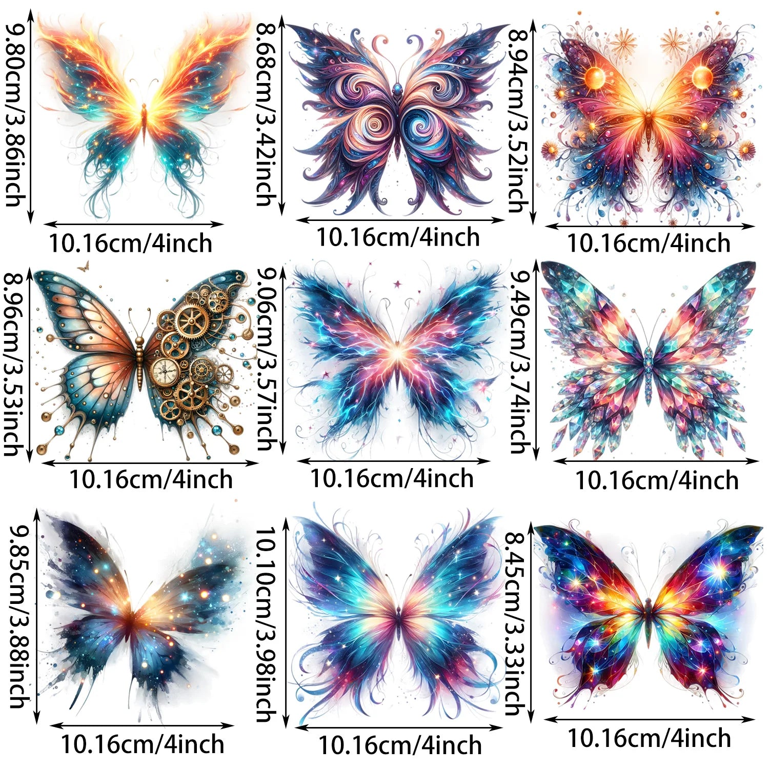 Colorful Butterfly Themed Iron-On Decals