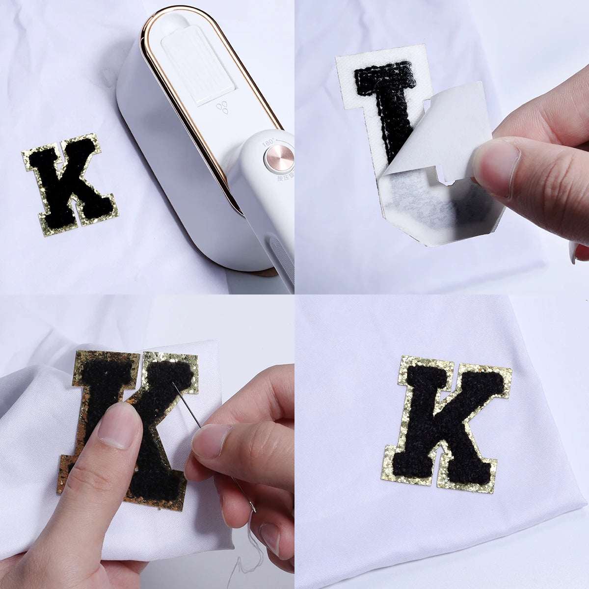 26Pcs English Letter Gold Edged Chenille Patches