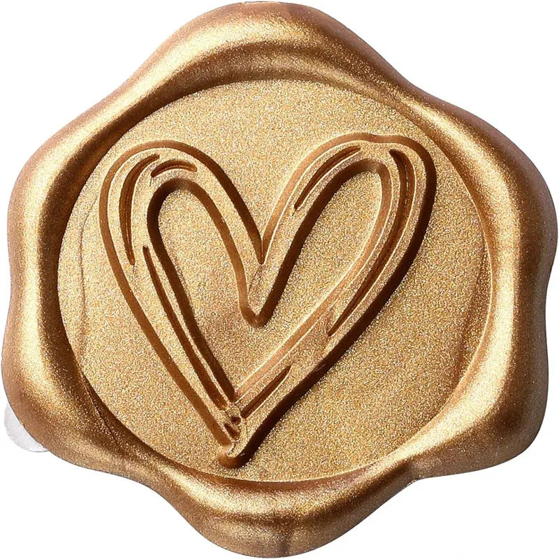 Gold Heart Wax Seal Self-Adhesive Stickers