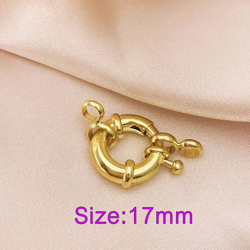 18K Real Gold Color Round Spring Clasps Hooks