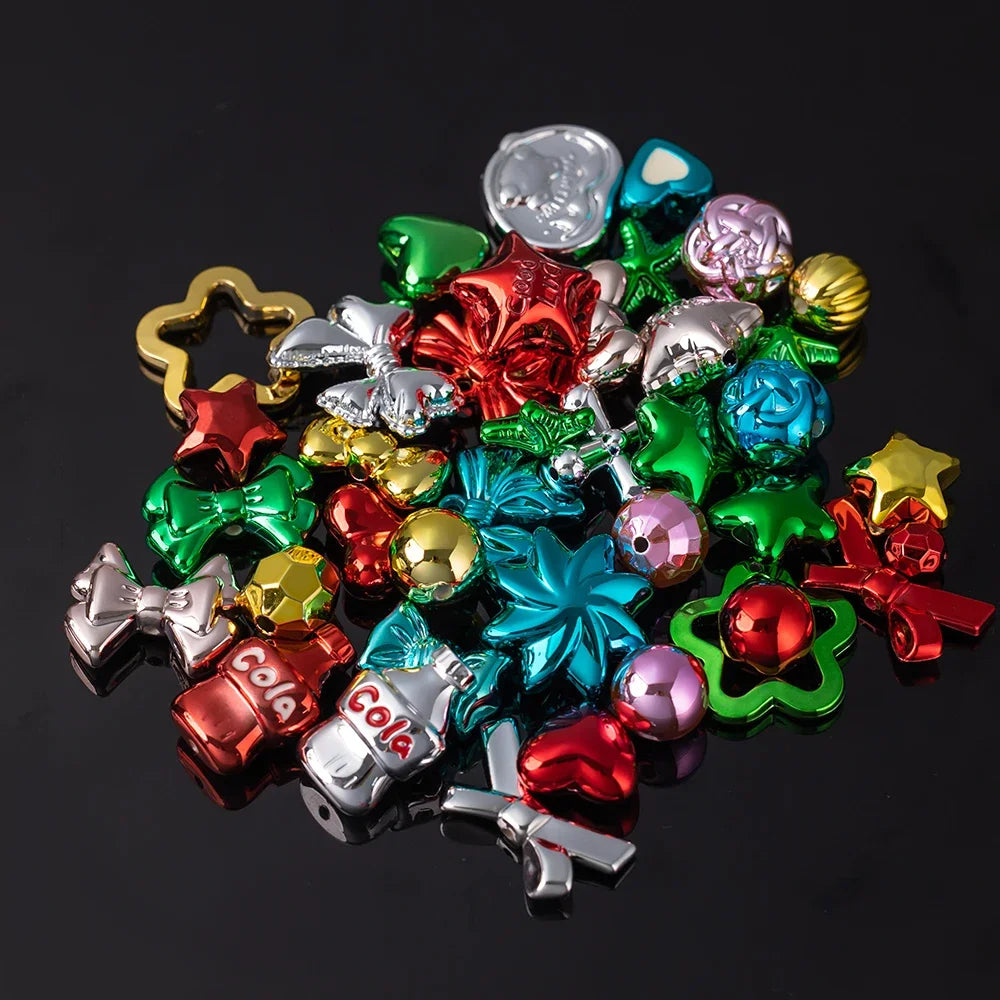 20g Y2K Randomly Mixed Bowknot Flower Heart Acrylic Cute Beads for DIY Necklace Keychain Bracelet Jewelry Craft Making Accessory