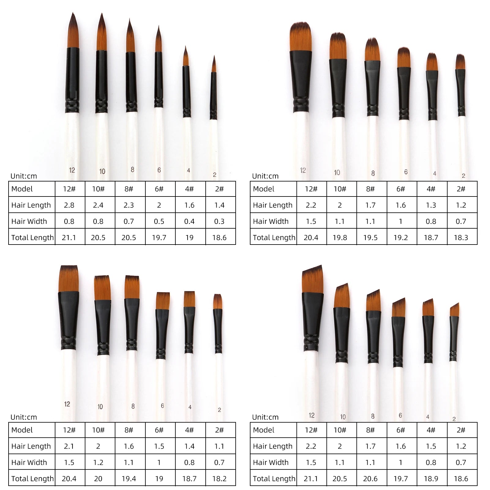 24pcs Round Paint Brush Set