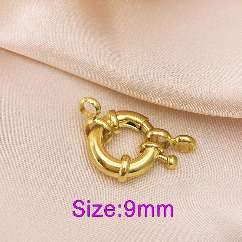 18K Real Gold Color Round Spring Clasps Hooks