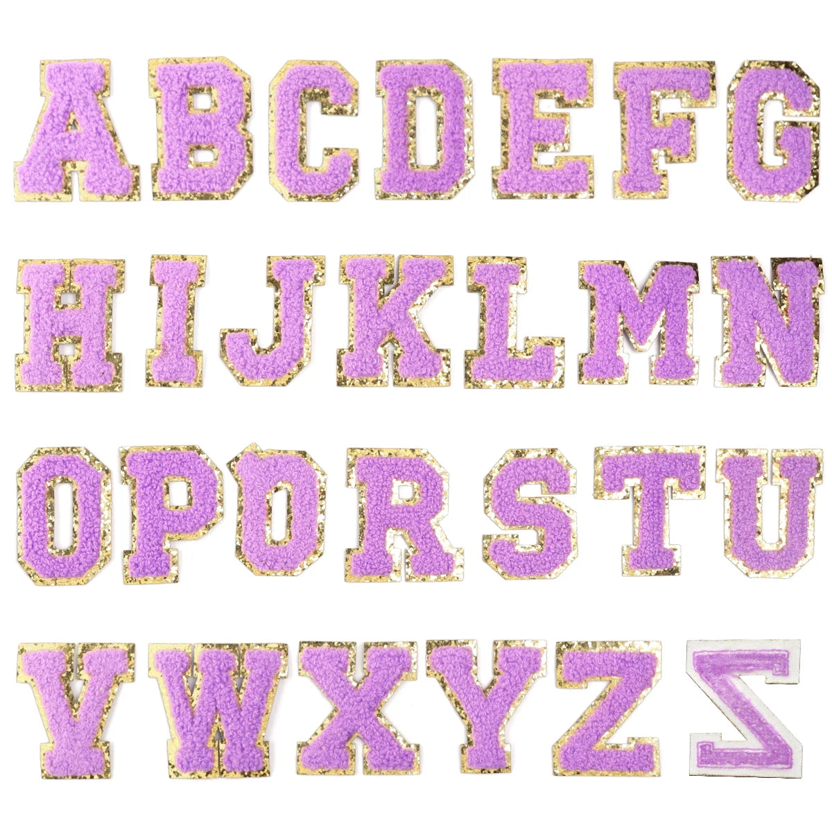 26Pcs English Letter Gold Edged Chenille Patches