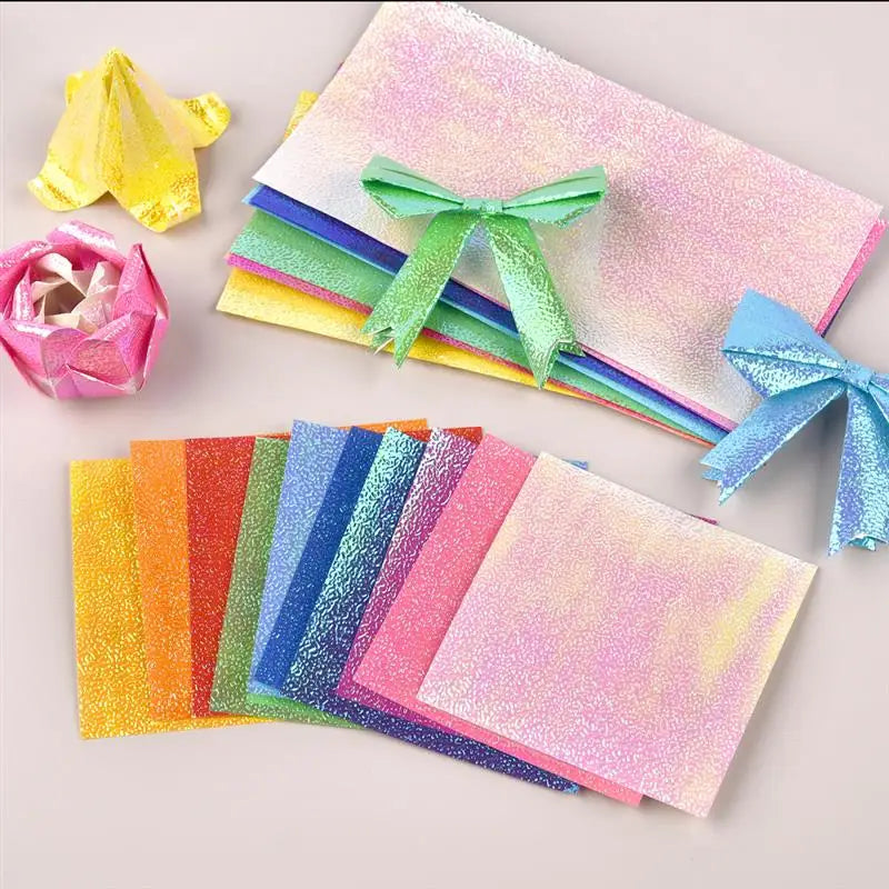 50 pcs - 10 color Square Origami Single-Sided Pearl Paper