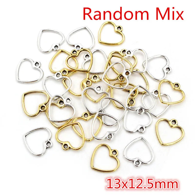 100PCS Hollow Hearts Charms Pendant