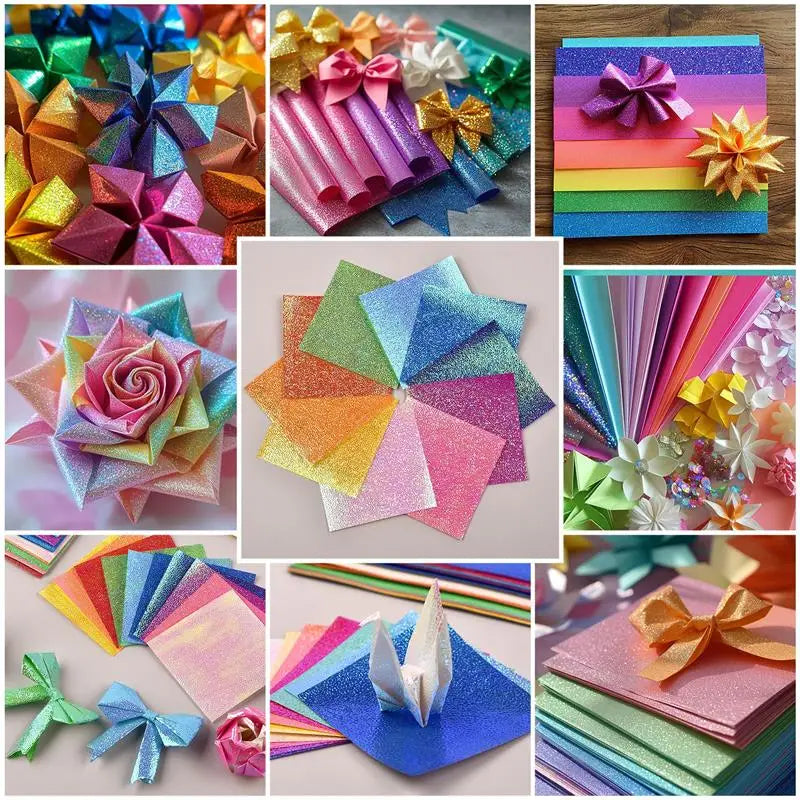 50 pcs - 10 color Square Origami Single-Sided Pearl Paper