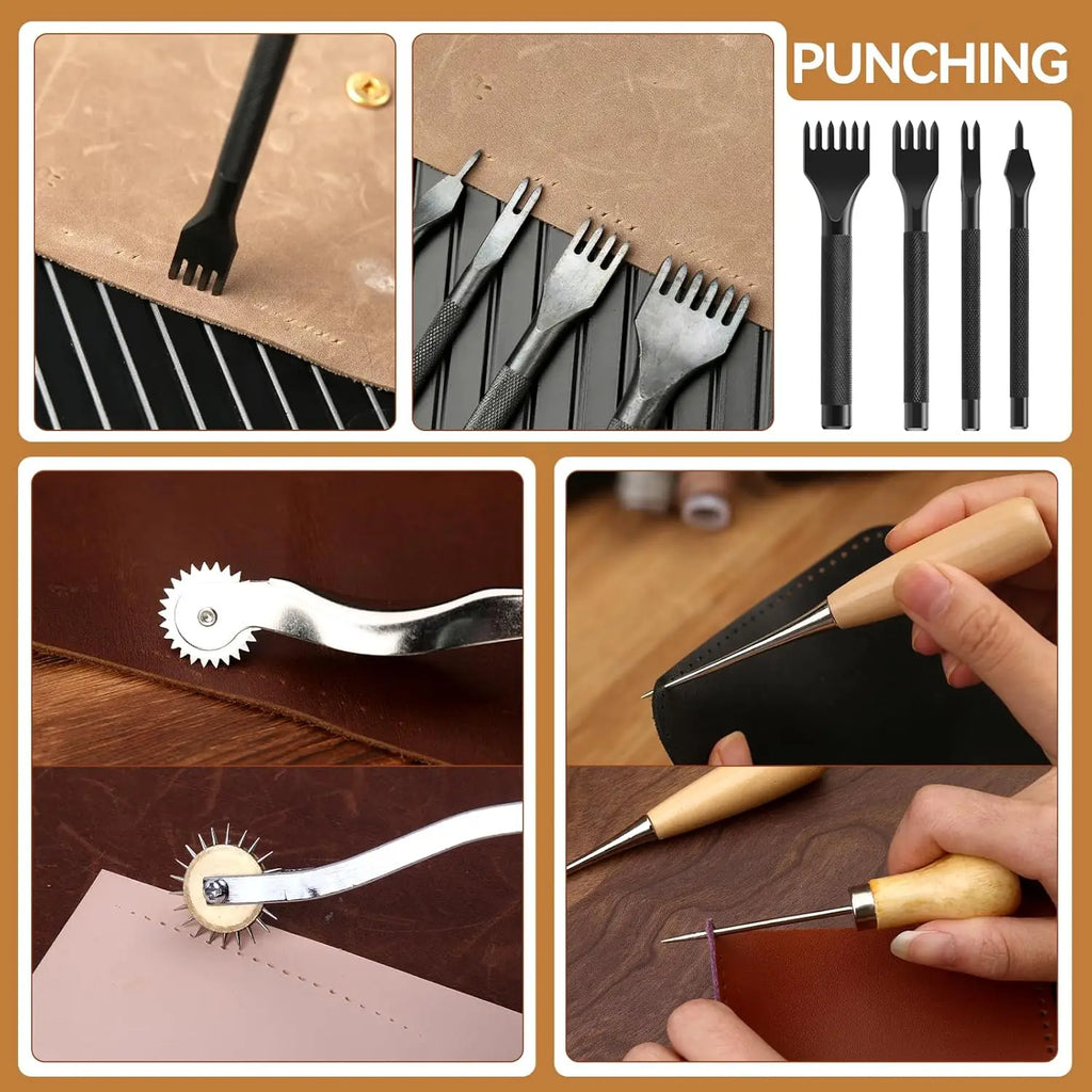 60-Piece Leather Craft Kit with Storage Bag