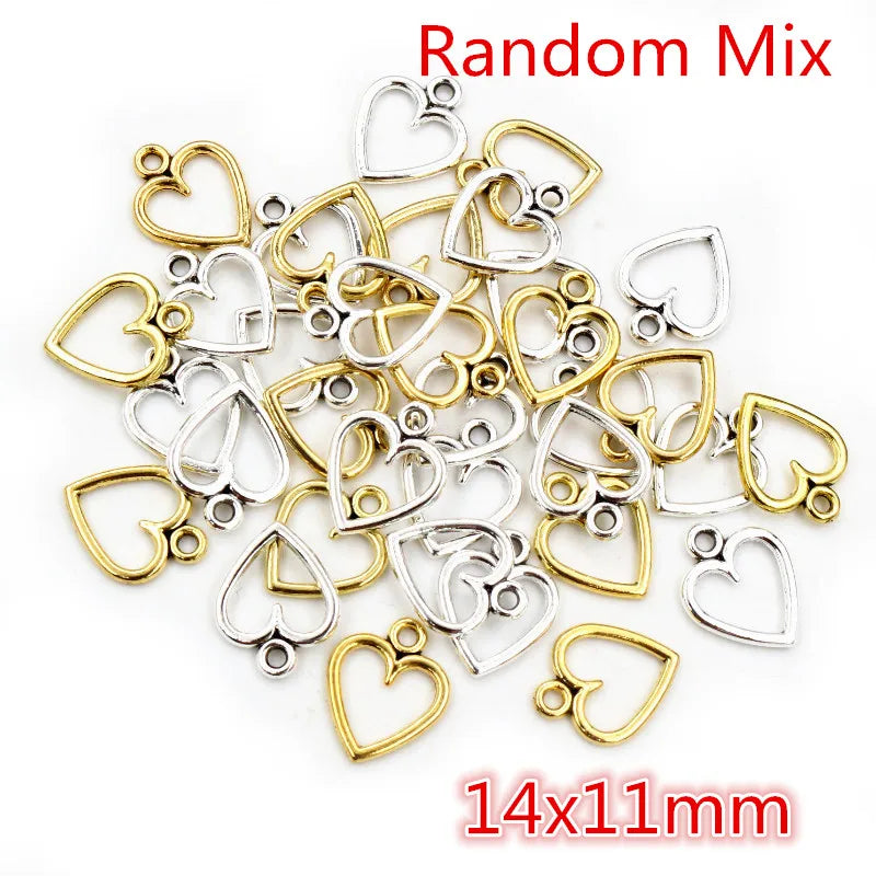 100PCS Hollow Hearts Charms Pendant
