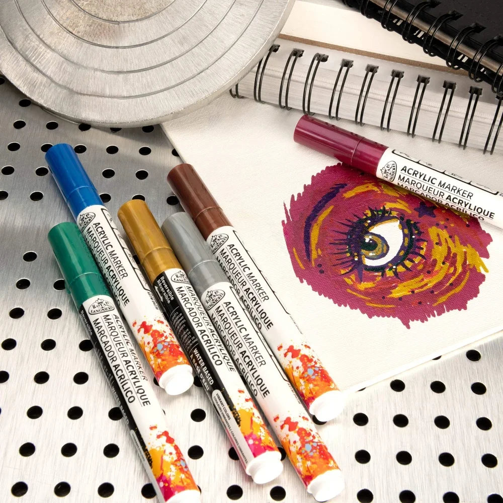 6 Piece Acrylic Metallic Art Markers