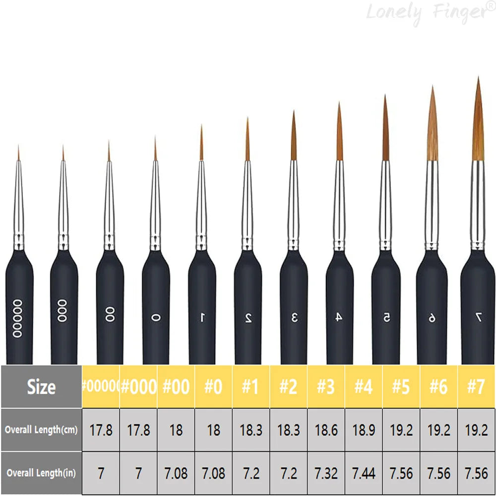 11Pcs Black Detail Paint Brush Set