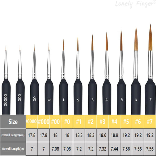 11Pcs Black Detail Paint Brush Set