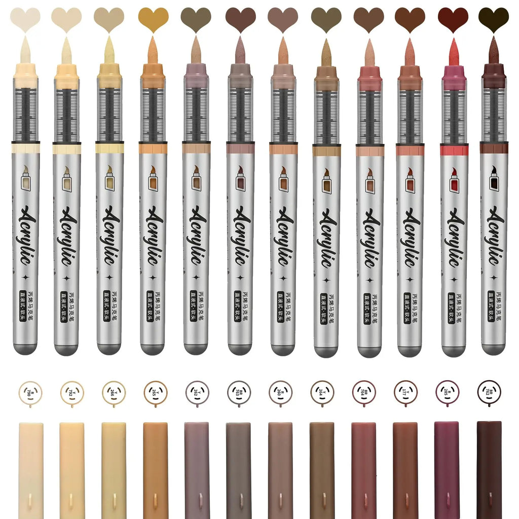12 pcs Brush Tip Acrylic Paint Pen Set