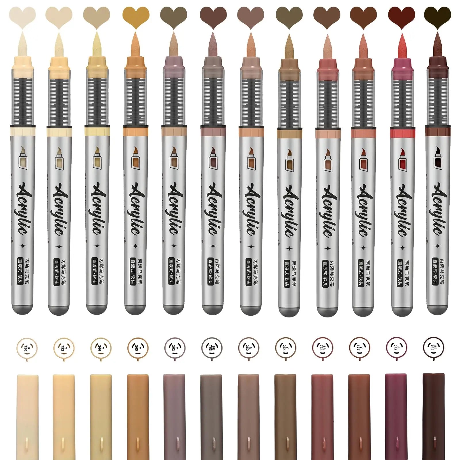 12 pcs Brush Tip Acrylic Paint Pen Set