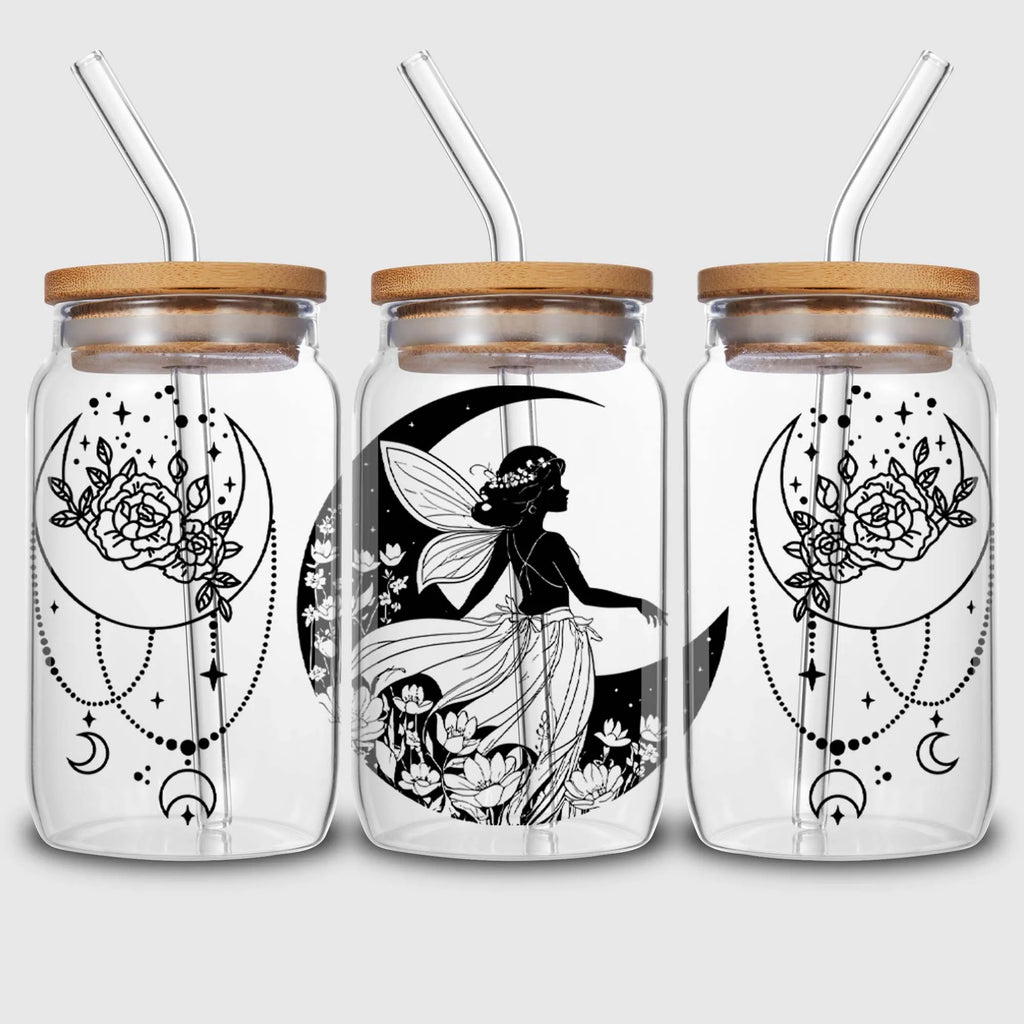 Moon Fairy DTF Glass Cup Stickers