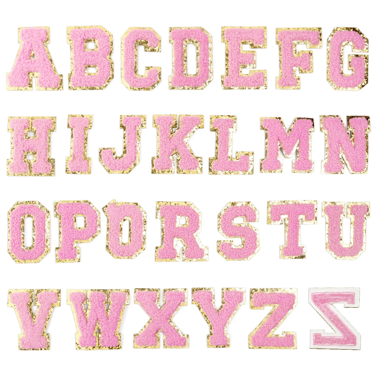 26Pcs English Letter Gold Edged Chenille Patches