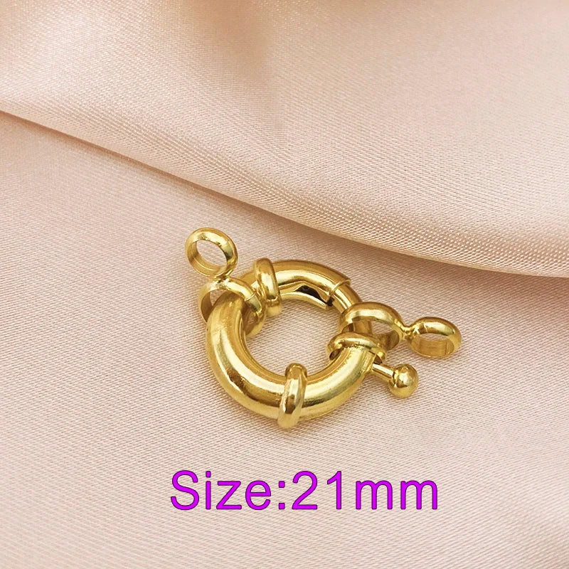 18K Real Gold Color Round Spring Clasps Hooks