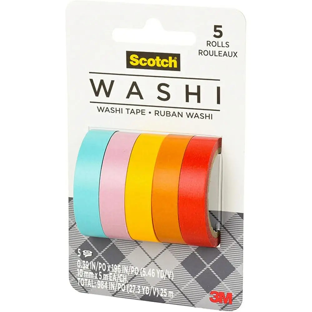 5 Rolls Colored Washi Tape