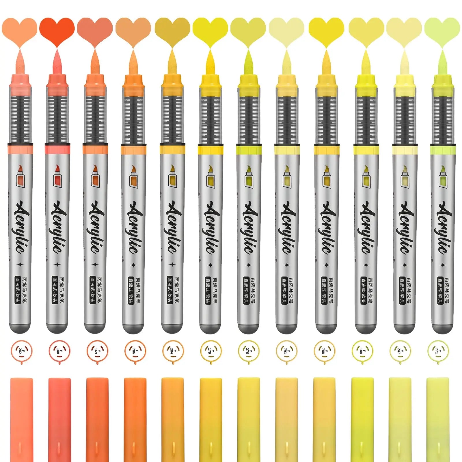 12 pcs Brush Tip Acrylic Paint Pen Set