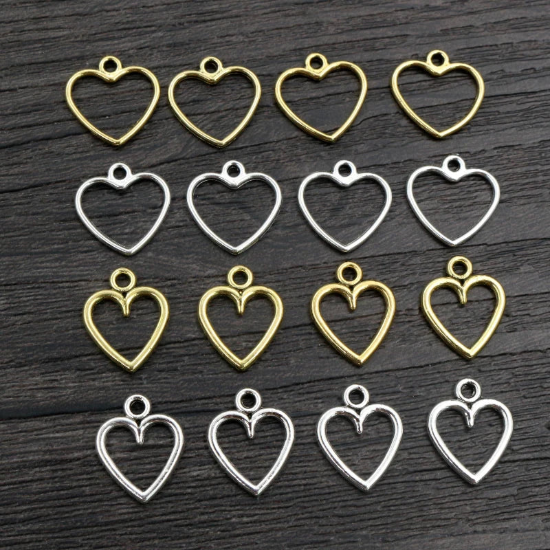 100PCS Hollow Hearts Charms Pendant